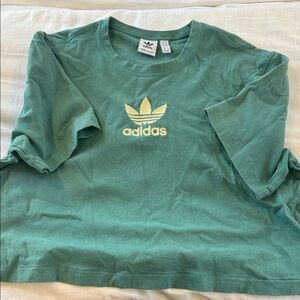 Adidas Kids Tee in Green with Gold Logo